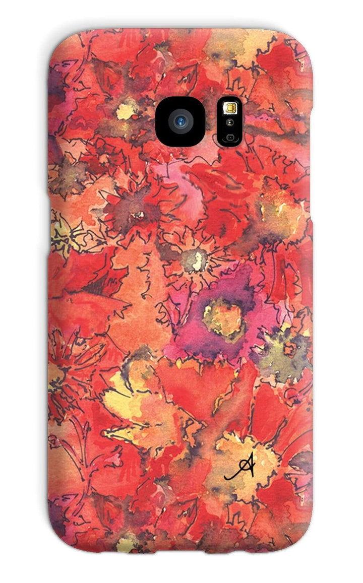 Phone & Tablet Cases Galaxy S7 / Snap / Gloss Watercolour Daisies Red Amanya Design Phone Case Prodigi