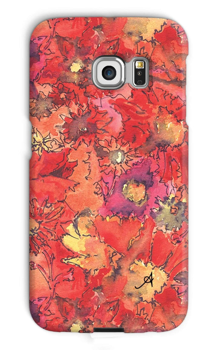 Phone & Tablet Cases Galaxy S6 Edge / Snap / Gloss Watercolour Daisies Red Amanya Design Phone Case Prodigi