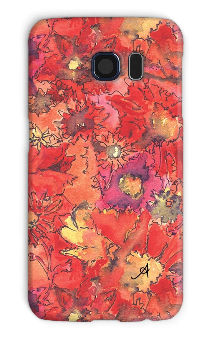 Phone & Tablet Cases Galaxy S6 / Snap / Gloss Watercolour Daisies Red Amanya Design Phone Case Prodigi