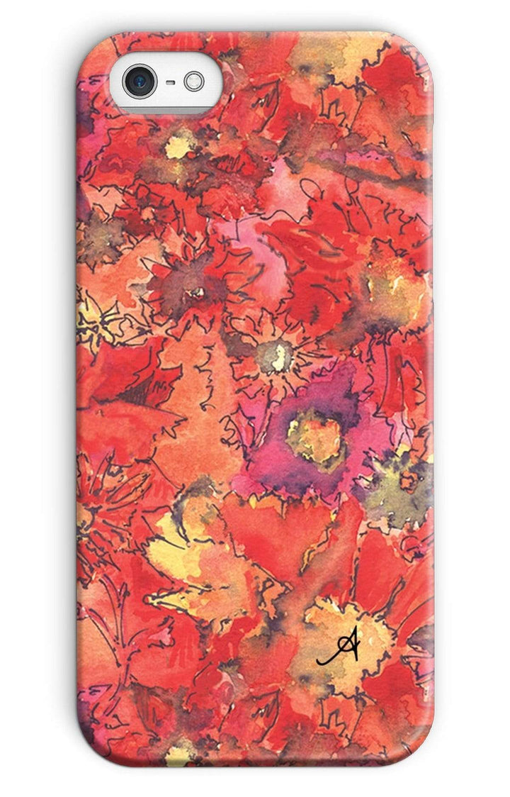 Phone & Tablet Cases iPhone SE / Snap / Gloss Watercolour Daisies Red Amanya Design Phone Case Prodigi