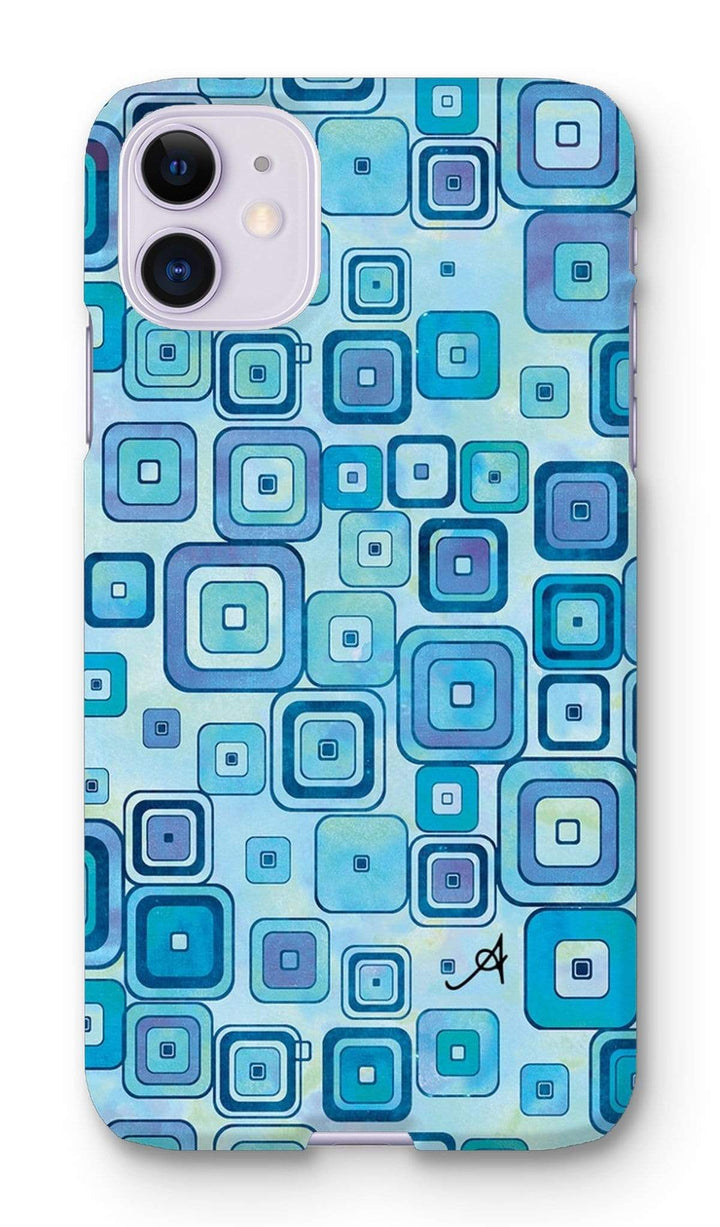 Phone & Tablet Cases iPhone 11 / Snap / Gloss Watercolour Squares Blue Amanya Design Phone Case Prodigi
