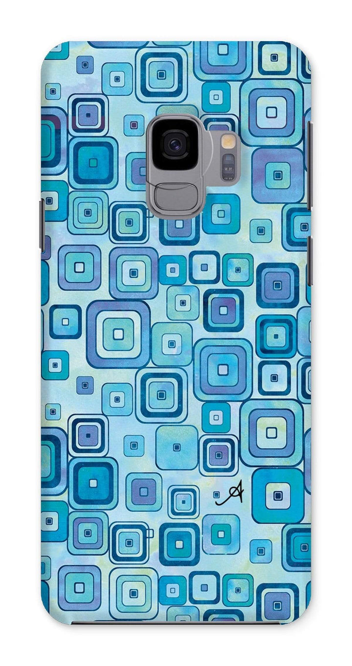 Phone & Tablet Cases Samsung Galaxy S9 / Snap / Gloss Watercolour Squares Blue Amanya Design Phone Case Prodigi