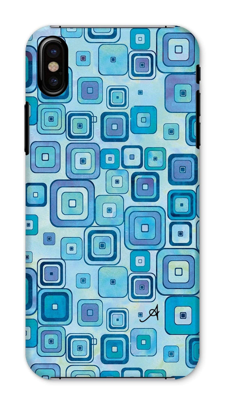 Phone & Tablet Cases iPhone X / Snap / Gloss Watercolour Squares Blue Amanya Design Phone Case Prodigi