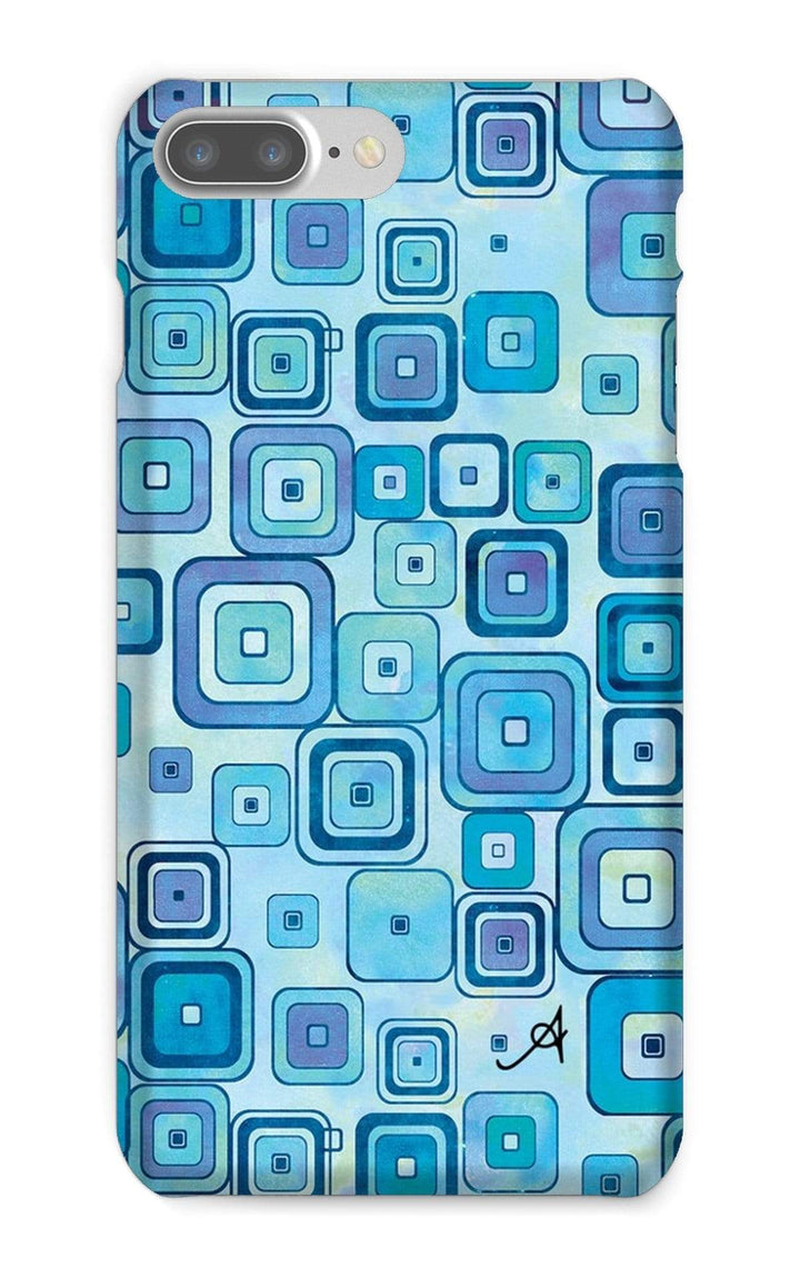 Phone & Tablet Cases iPhone 8 Plus / Snap / Gloss Watercolour Squares Blue Amanya Design Phone Case Prodigi
