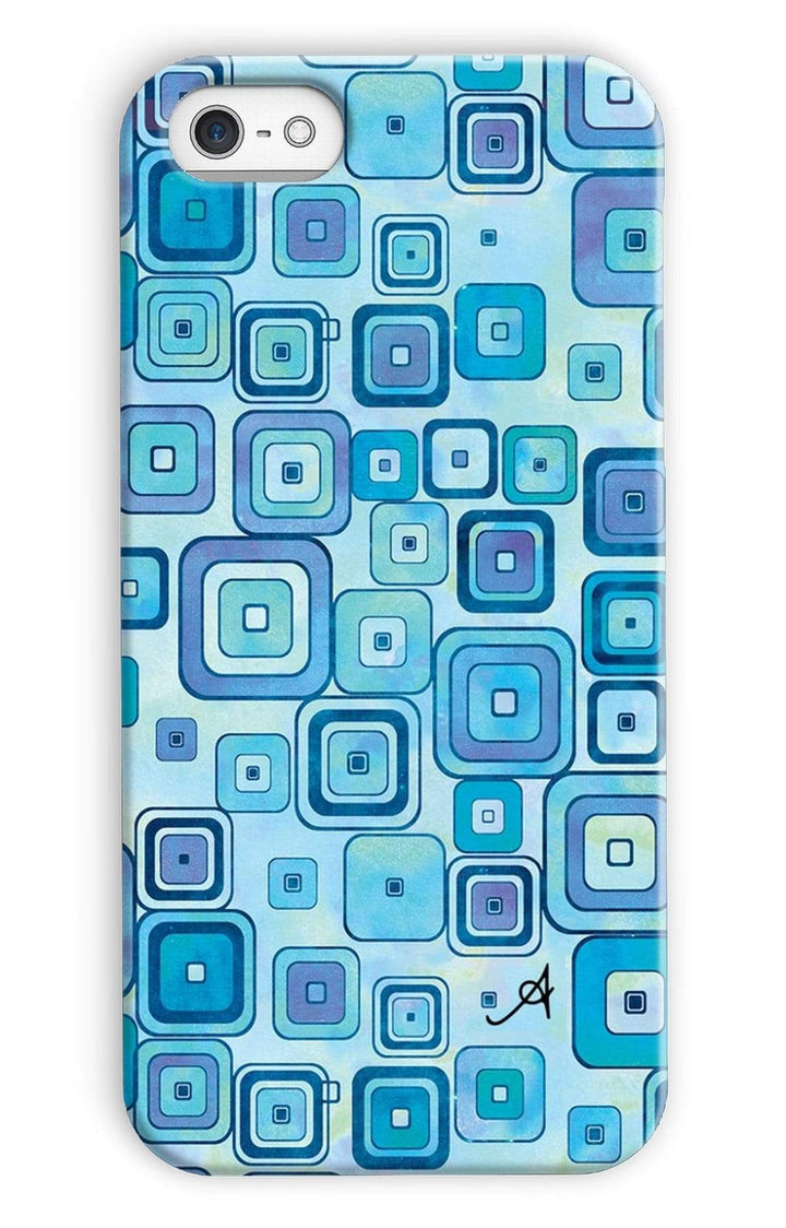 Phone & Tablet Cases iPhone 5c / Snap / Gloss Watercolour Squares Blue Amanya Design Phone Case Prodigi