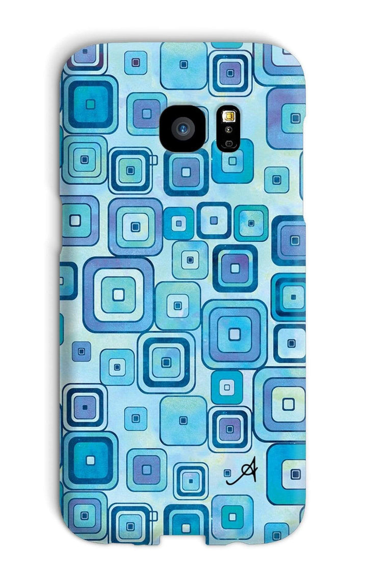 Phone & Tablet Cases Galaxy S7 Edge / Snap / Gloss Watercolour Squares Blue Amanya Design Phone Case Prodigi