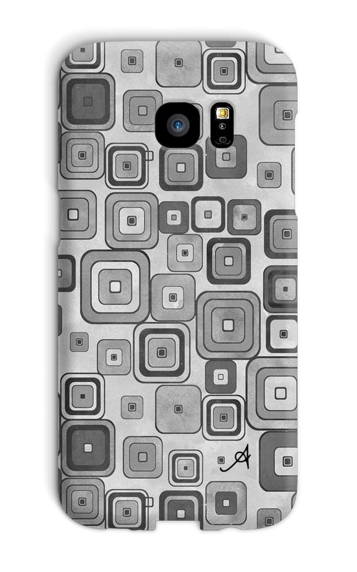 Phone & Tablet Cases Galaxy S7 Edge / Snap / Gloss Watercolour Squares Monochrome Amanya Design Phone Case Prodigi