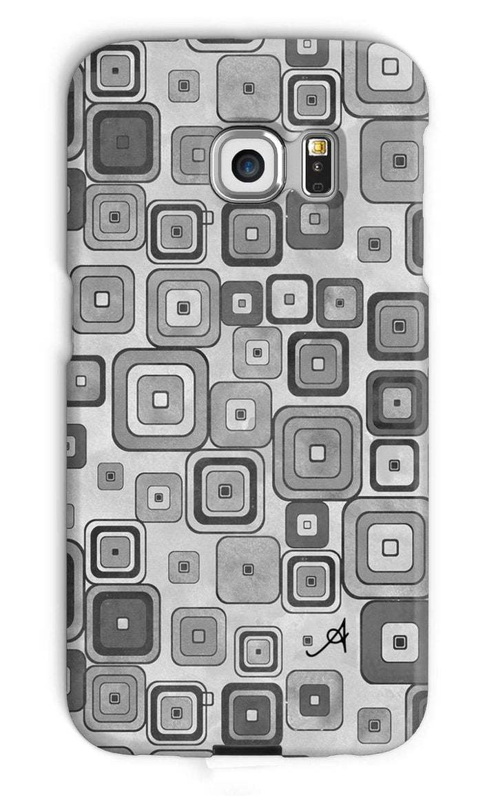 Phone & Tablet Cases Galaxy S6 Edge / Snap / Gloss Watercolour Squares Monochrome Amanya Design Phone Case Prodigi