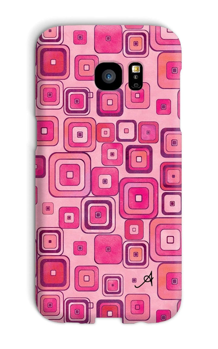 Phone & Tablet Cases Galaxy S7 Edge / Snap / Gloss Watercolour Squares Pink Amanya Design Phone Case Prodigi
