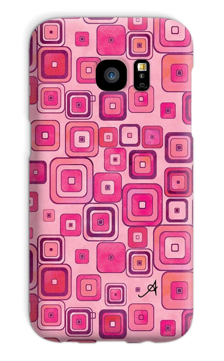 Phone & Tablet Cases Galaxy S7 / Snap / Gloss Watercolour Squares Pink Amanya Design Phone Case Prodigi