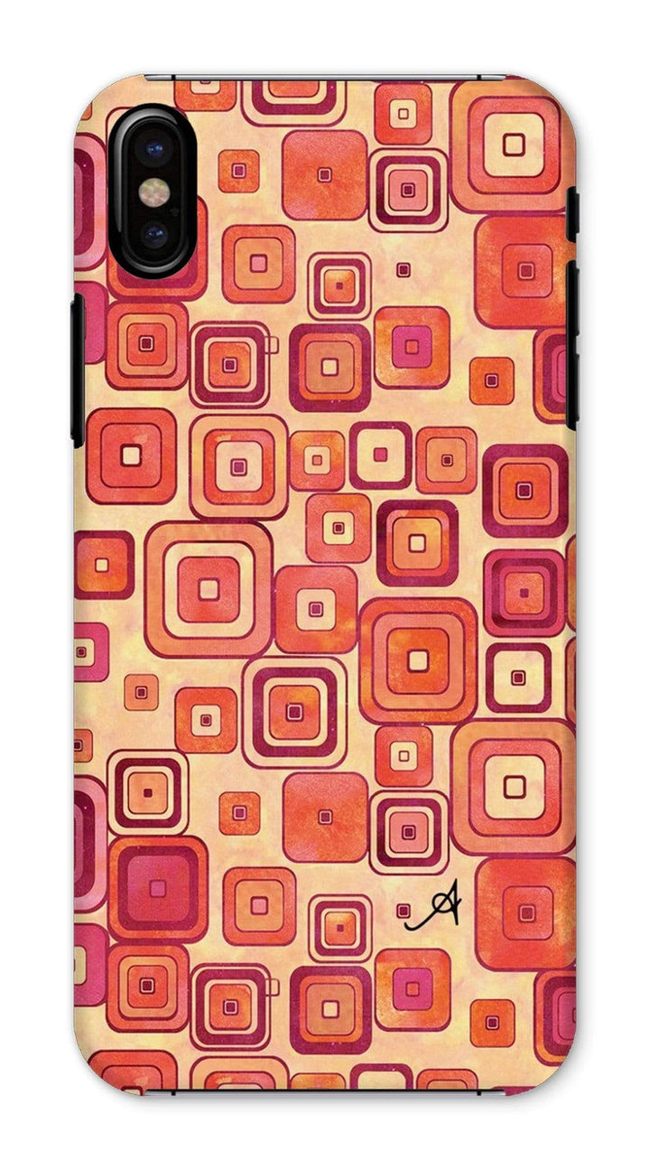 Phone & Tablet Cases iPhone X / Snap / Gloss Watercolour Squares Red Amanya Design Phone Case Prodigi