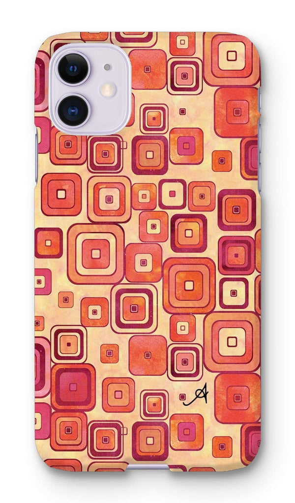 Phone & Tablet Cases iPhone 11 / Snap / Gloss Watercolour Squares Red Amanya Design Phone Case Prodigi