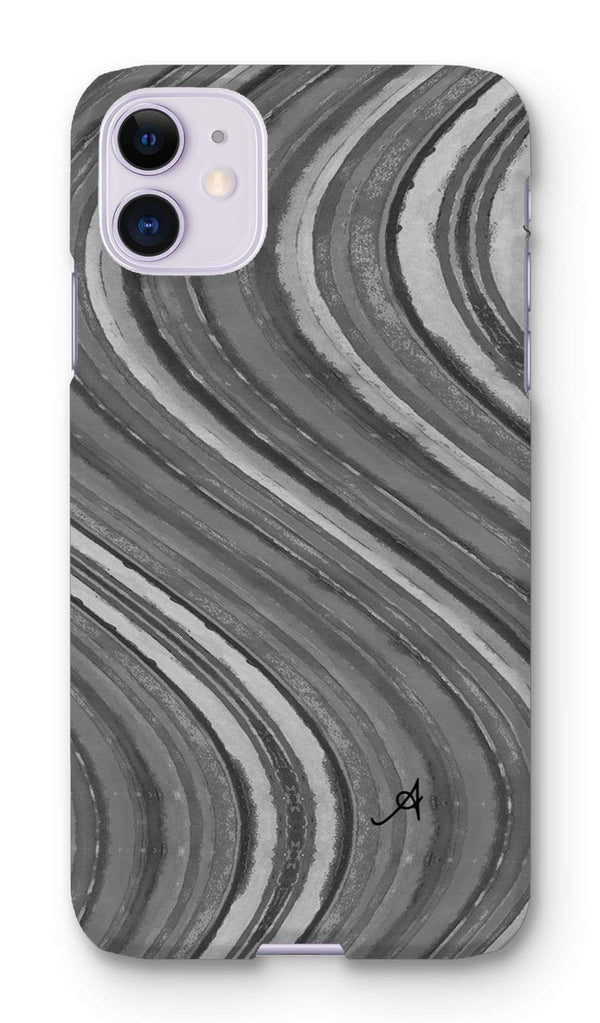 Phone & Tablet Cases iPhone 11 / Snap / Gloss Watercolour Waves Monochrome Amanya Design Phone Case Prodigi