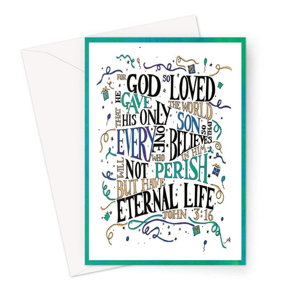 Stationery A5 / 1 Card God so loved Amanya Design Greeting Card Prodigi