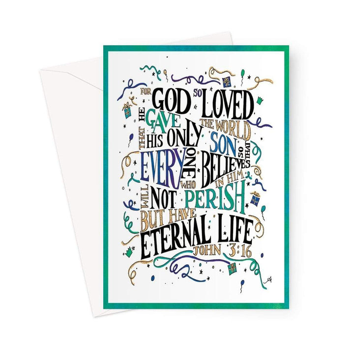 Stationery 5"x7" / 1 Card God so loved Amanya Design Greeting Card Prodigi