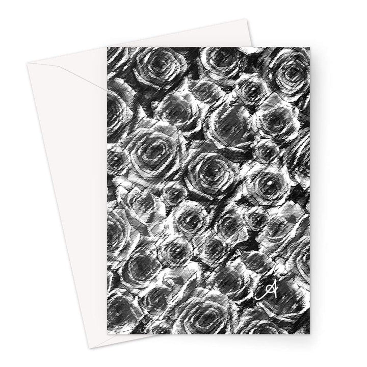 Stationery A5 / 1 Card Textured Roses Black Amanya Design Greeting Card Prodigi