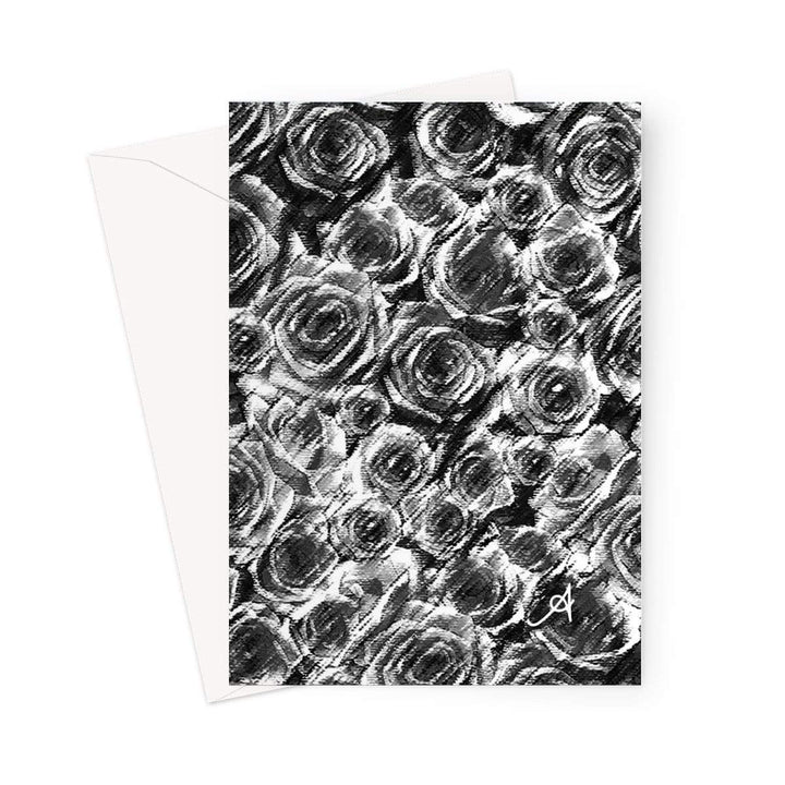 Stationery 5"x7" / 10 Cards Textured Roses Black Amanya Design Greeting Card Prodigi