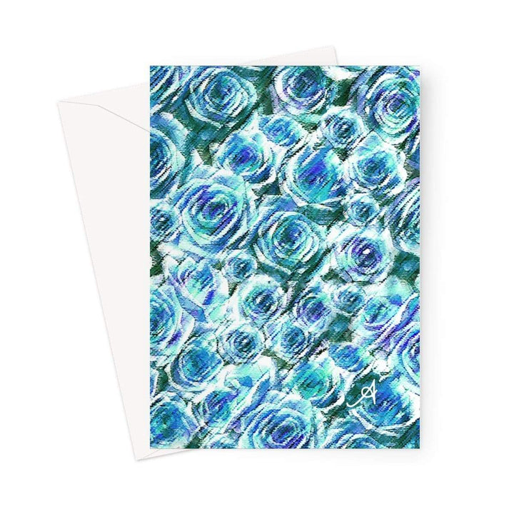 Stationery 5"x7" / 1 Card Textured Roses Blue Amanya Design Greeting Card Prodigi