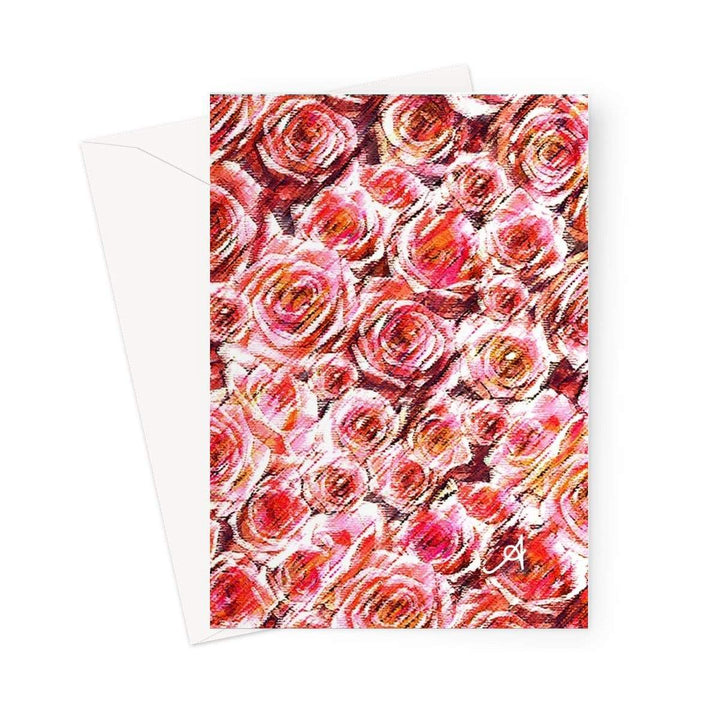 Stationery 5"x7" / 1 Card Textured Roses Coral Amanya Design Greeting Card Prodigi