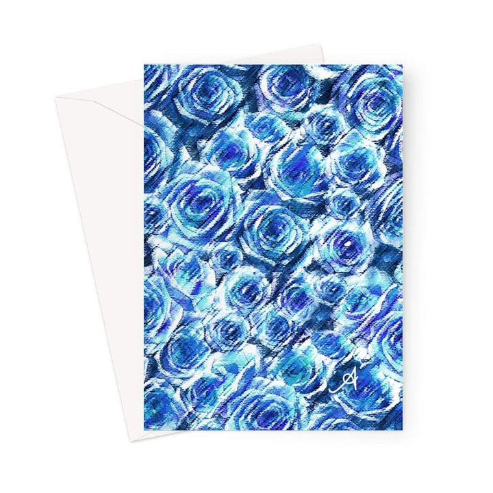 Stationery 5"x7" / 1 Card Textured Roses Cornflower Amanya Design Greeting Card Prodigi