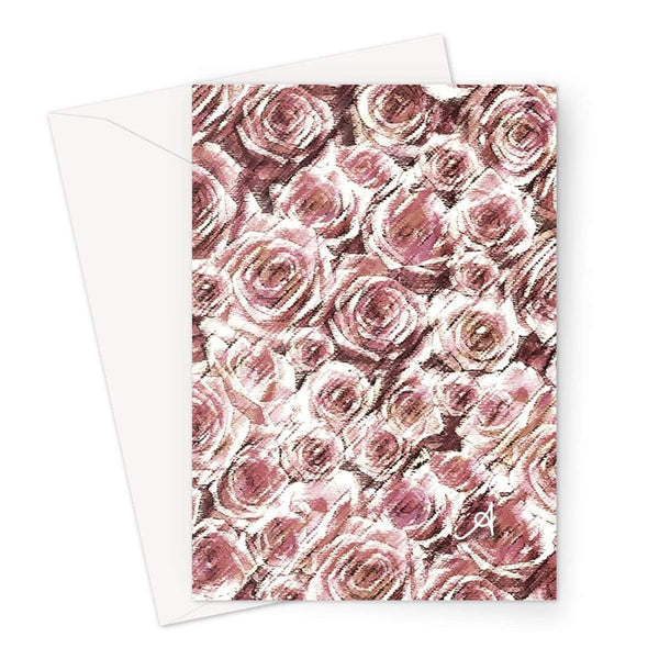 Stationery A5 / 1 Card Textured Roses Dusky Pink Amanya Design Greeting Card Prodigi