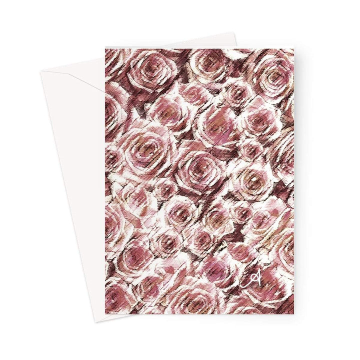Stationery 5"x7" / 1 Card Textured Roses Dusky Pink Amanya Design Greeting Card Prodigi