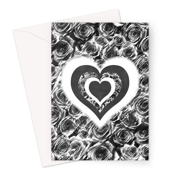 Stationery A5 / 1 Card Textured Roses Love & Background Black Amanya Design Greeting Card Prodigi