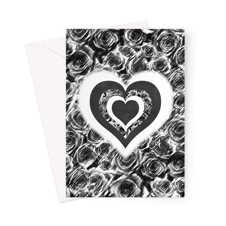 Stationery 5"x7" / 1 Card Textured Roses Love & Background Black Amanya Design Greeting Card Prodigi