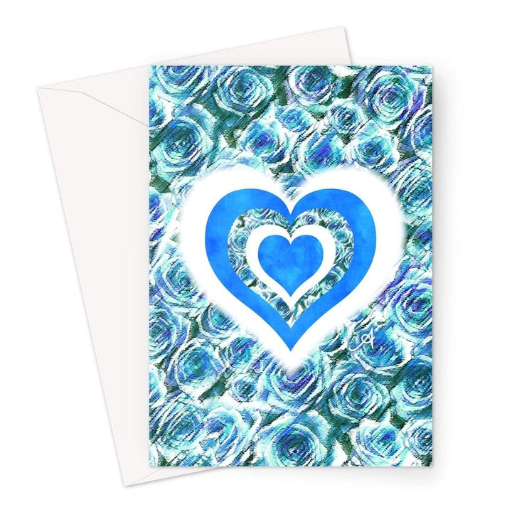 Stationery A5 / 1 Card Textured Roses Love & Background Blue Amanya Design Greeting Card Prodigi