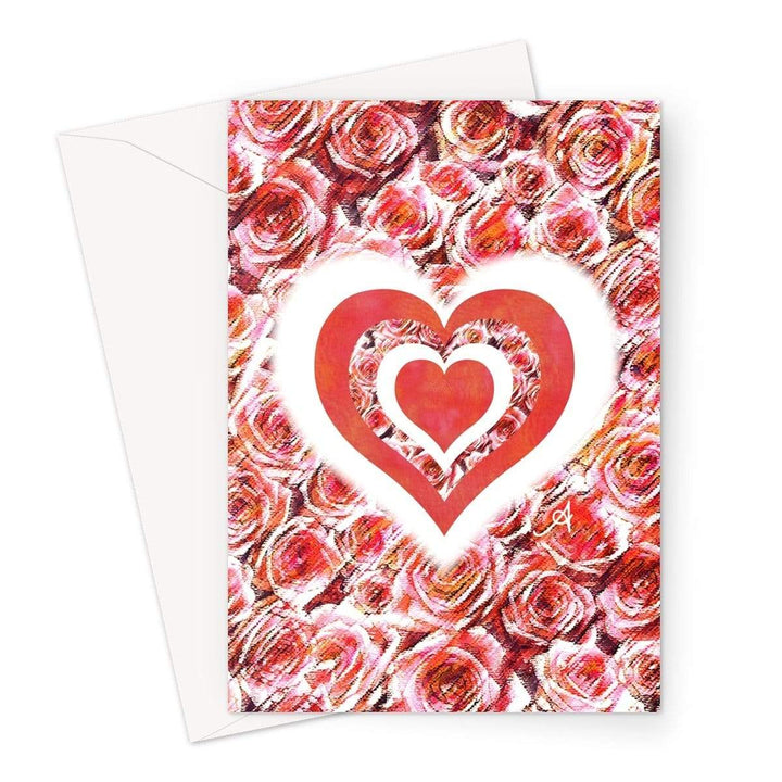 Stationery A5 / 1 Card Textured Roses Love & Background Coral Amanya Design Greeting Card Prodigi