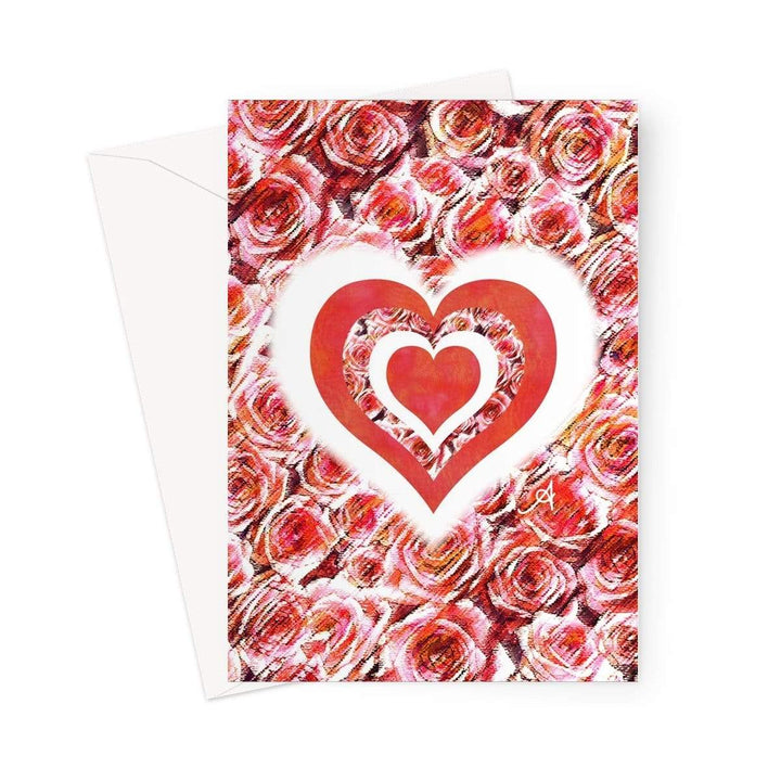 Stationery 5"x7" / 1 Card Textured Roses Love & Background Coral Amanya Design Greeting Card Prodigi
