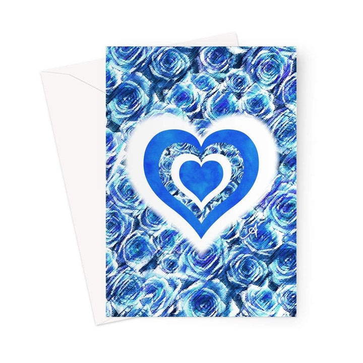 Stationery 5"x7" / 1 Card Textured Roses Love & Background Cornflower Amanya Design Greeting Card Prodigi
