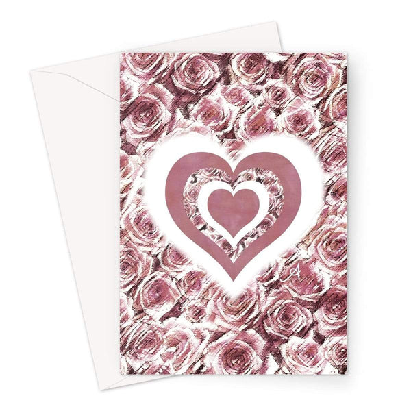 Stationery A5 / 1 Card Textured Roses Love & Background Dusky Pink Amanya Design Greeting Card Prodigi