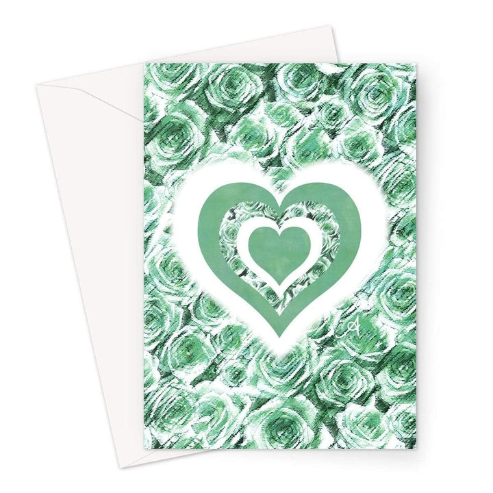 Stationery A5 / 1 Card Textured Roses Love & Background Mint Amanya Design Greeting Card Prodigi