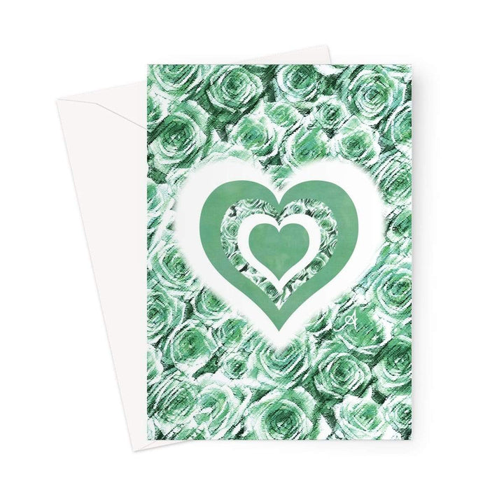 Stationery 5"x7" / 1 Card Textured Roses Love & Background Mint Amanya Design Greeting Card Prodigi