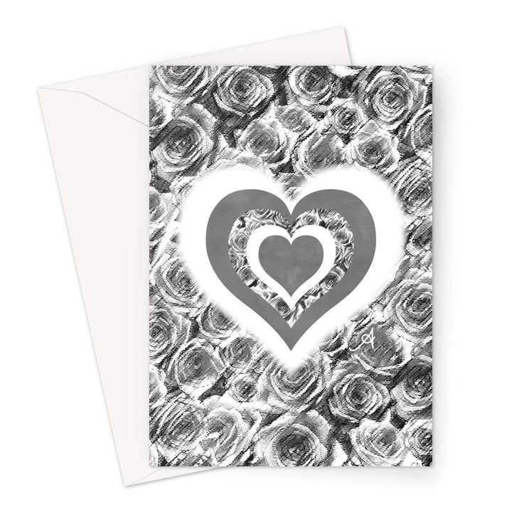 Stationery A5 / 1 Card Textured Roses Love & Background Monochrome Amanya Design Greeting Card Prodigi