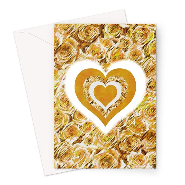 Stationery A5 / 1 Card Textured Roses Love & Background Mustard Amanya Design Greeting Card Prodigi