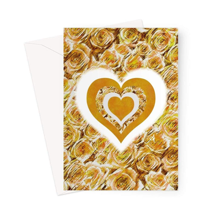 Stationery 5"x7" / 1 Card Textured Roses Love & Background Mustard Amanya Design Greeting Card Prodigi