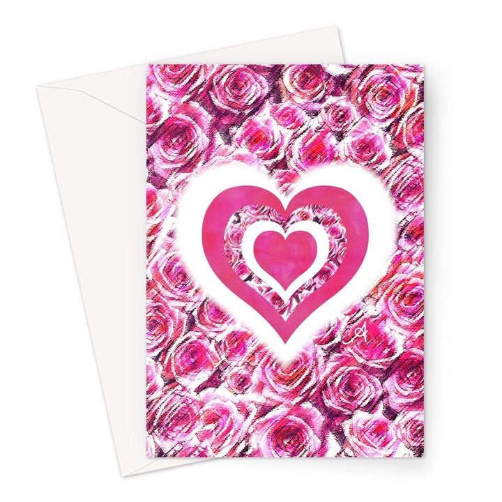Stationery A5 / 1 Card Textured Roses Love & Background Pink Amanya Design Greeting Card Prodigi