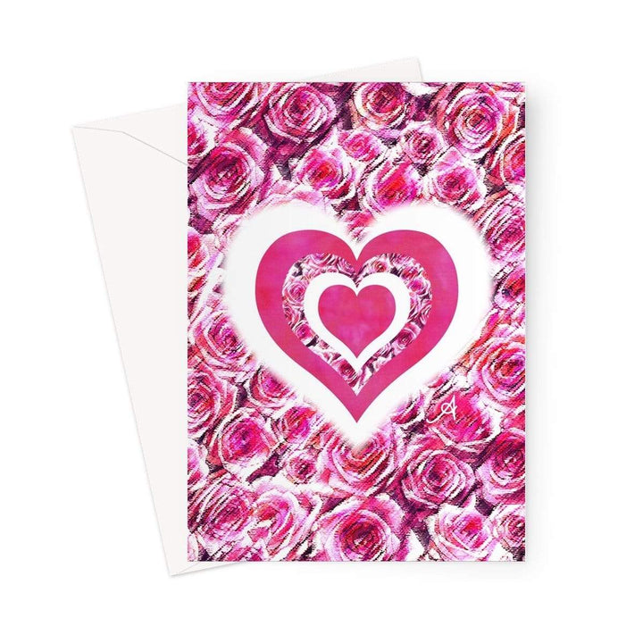 Stationery 5"x7" / 1 Card Textured Roses Love & Background Pink Amanya Design Greeting Card Prodigi
