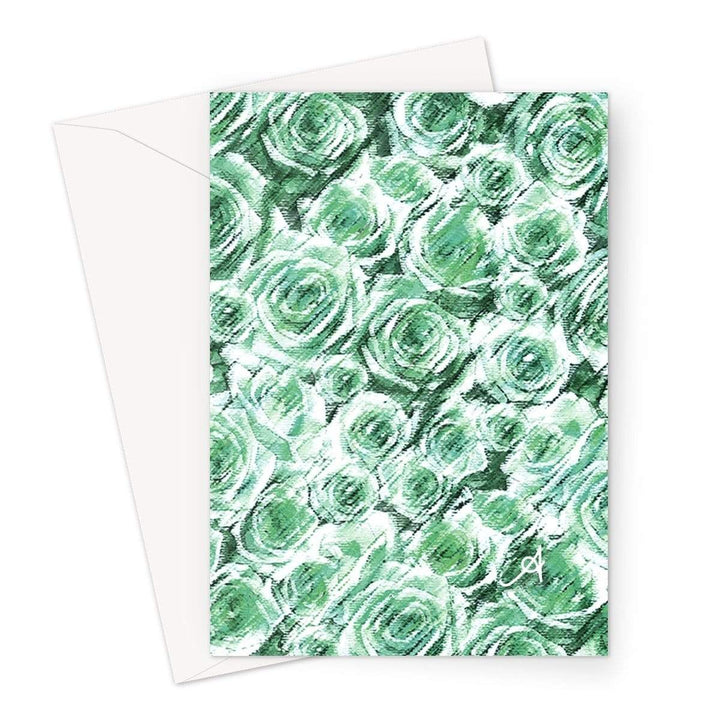 Stationery A5 / 1 Card Textured Roses Mint Amanya Design Greeting Card Prodigi