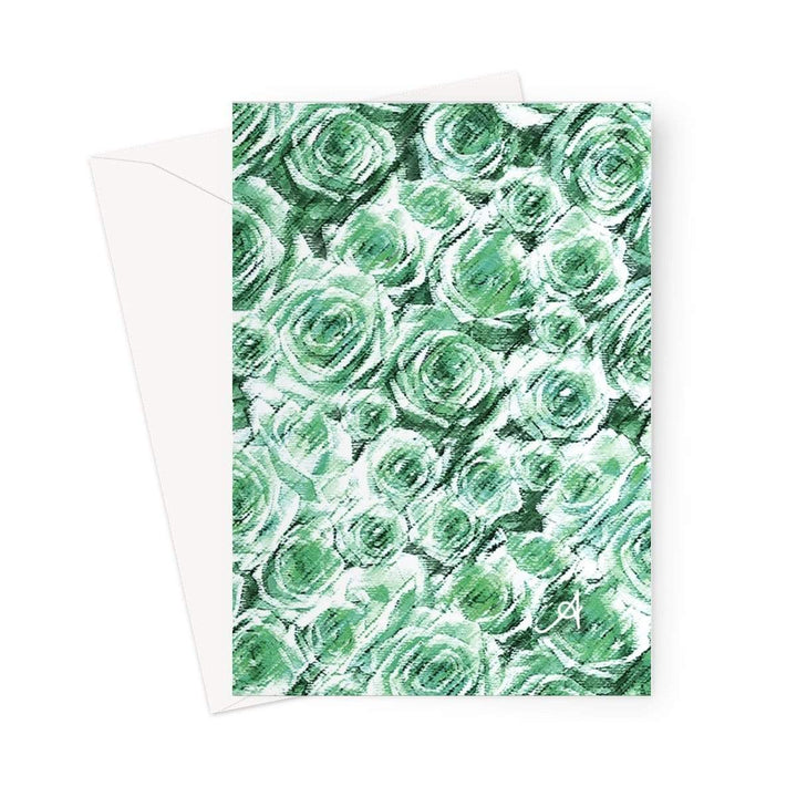 Stationery 5"x7" / 1 Card Textured Roses Mint Amanya Design Greeting Card Prodigi