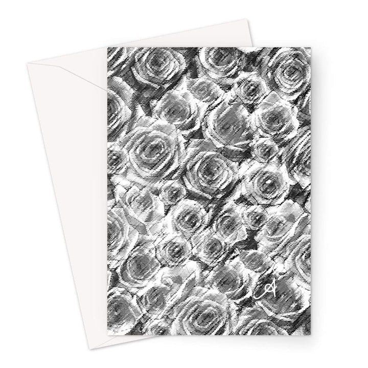 Stationery A5 / 10 Cards Textured Roses Monochrome Amanya Design Greeting Card Prodigi