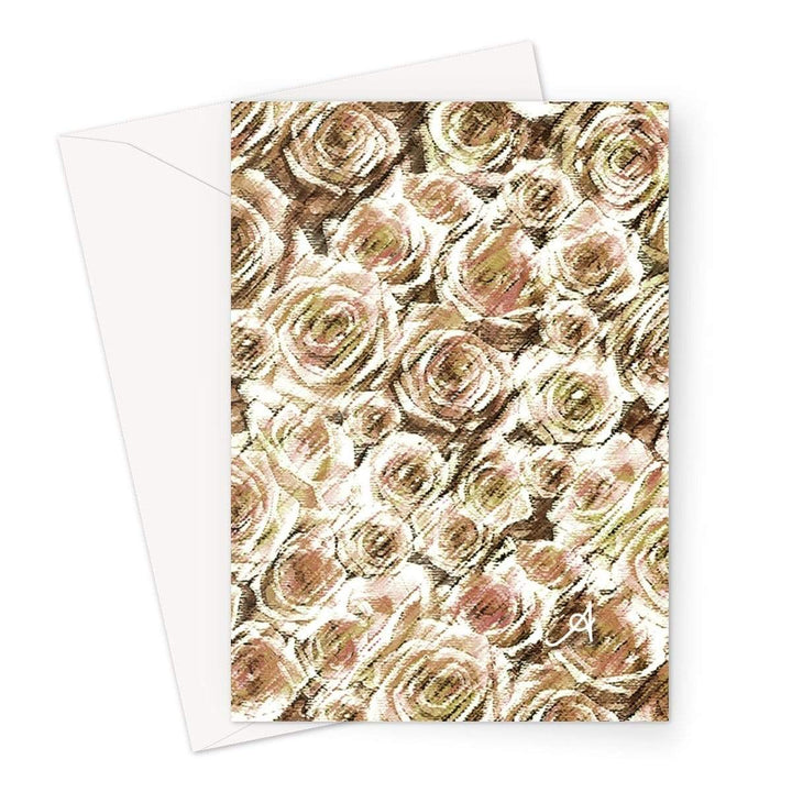 Stationery A5 / 1 Card Textured Roses Mushroom Amanya Design Greeting Card Prodigi