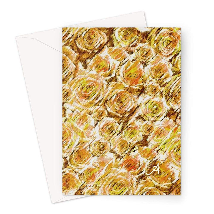Stationery A5 / 1 Card Textured Roses Mustard Amanya Design Greeting Card Prodigi