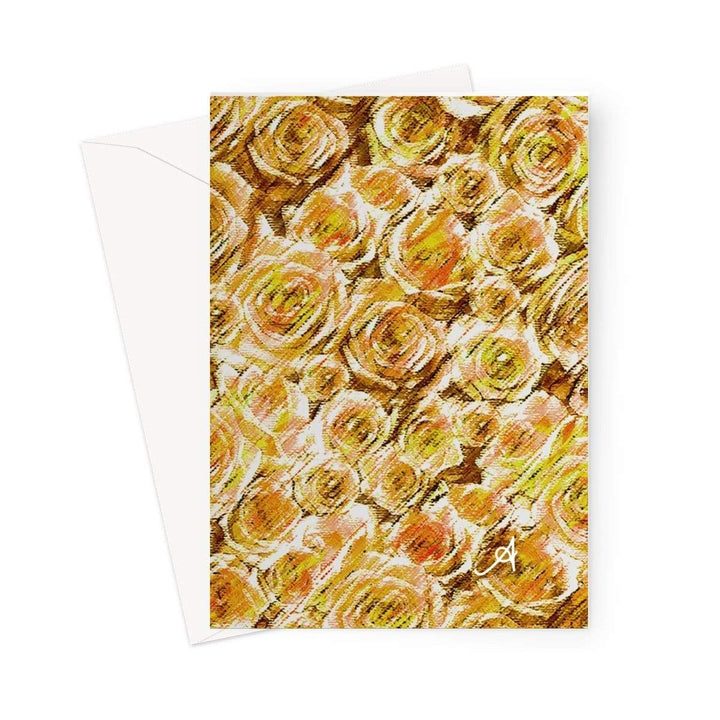 Stationery 5"x7" / 1 Card Textured Roses Mustard Amanya Design Greeting Card Prodigi