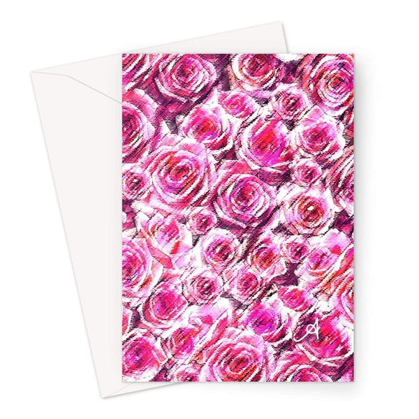 Stationery A5 / 1 Card Textured Roses Pink Amanya Design Greeting Card Prodigi