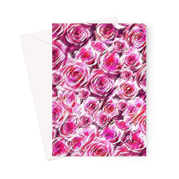Stationery 5"x7" / 1 Card Textured Roses Pink Amanya Design Greeting Card Prodigi